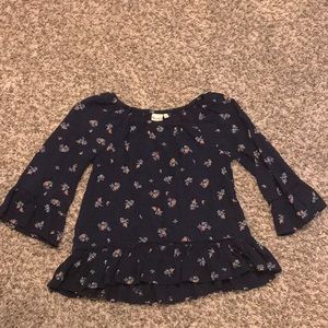 Navy blue rose flower kids shirt